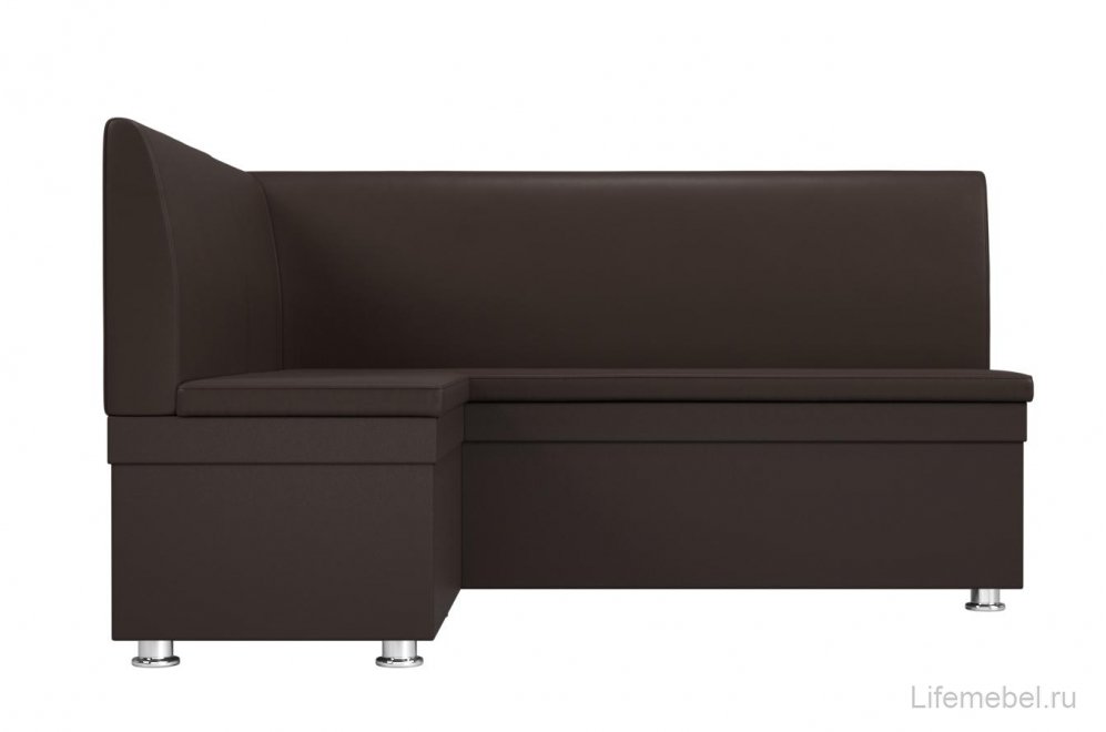 Кухонный диван Уют угловой экокожа коричневый левый