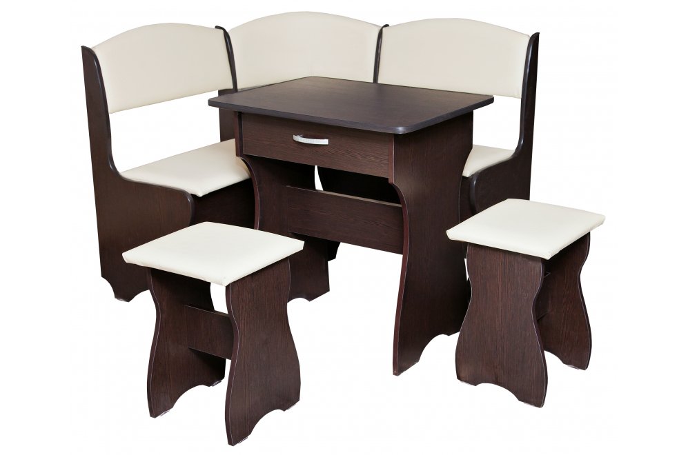 Кухонный уголок Елена-7 мини венге / кожзам бежевый