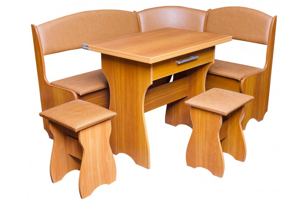 Кухонный уголок Елена-7 ольха / кожзам персик