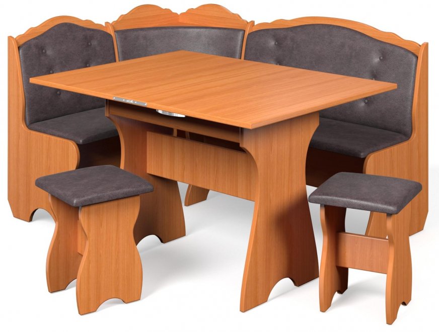 Кухонный уголок Елена-8 ольха / кожзам коричневый