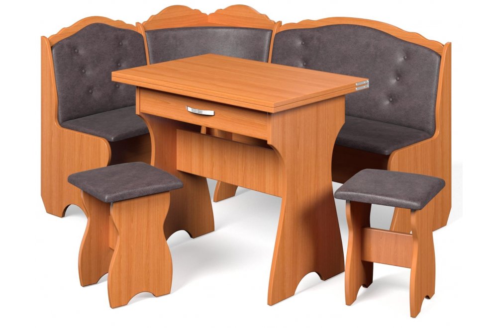 Кухонный уголок Елена-8 ольха / кожзам коричневый