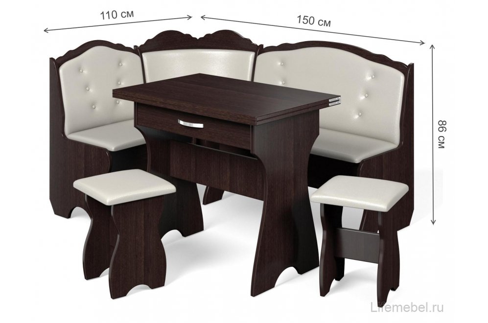 Кухонный уголок Елена-8 венге / бежевый кожзам