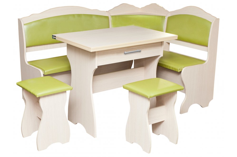 Кухонный уголок Елена дуб / кожзам салатовый