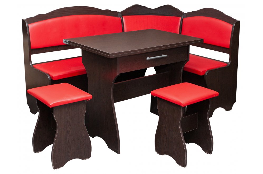 Кухонный уголок Елена венге / кожзам красный