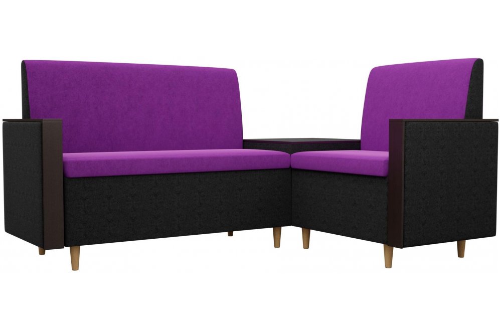 Диван кухонный угловой Модерн микровельвет правый фиолетовый / черный