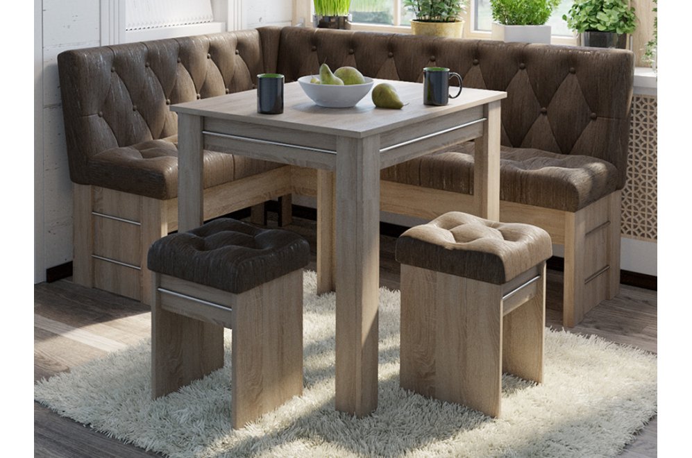 Кухонный уголок Парма дуб сонома трюфель / темный