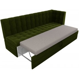 Диван кухонный угловой Бриз правый вельвет зеленый