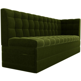 Диван кухонный угловой Бриз правый вельвет зеленый