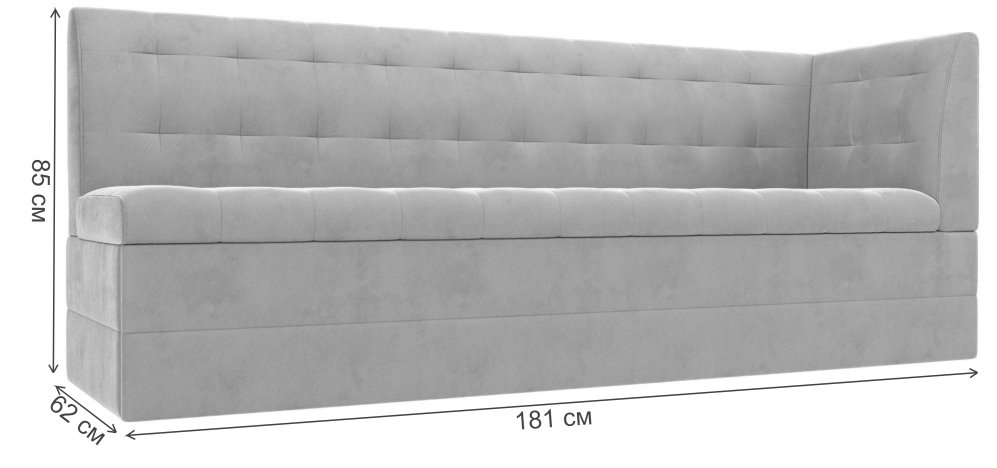 Кухонный диван Гарнет правый бежевый велюр