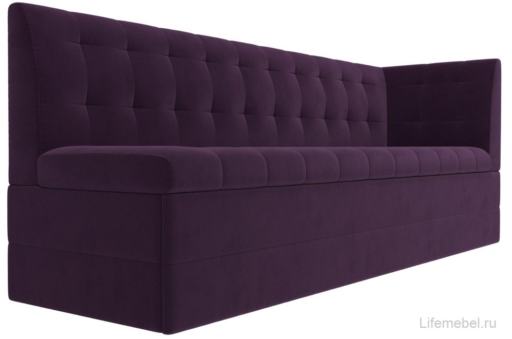 Кухонный диван Бриз правый фиолетовый велюр
