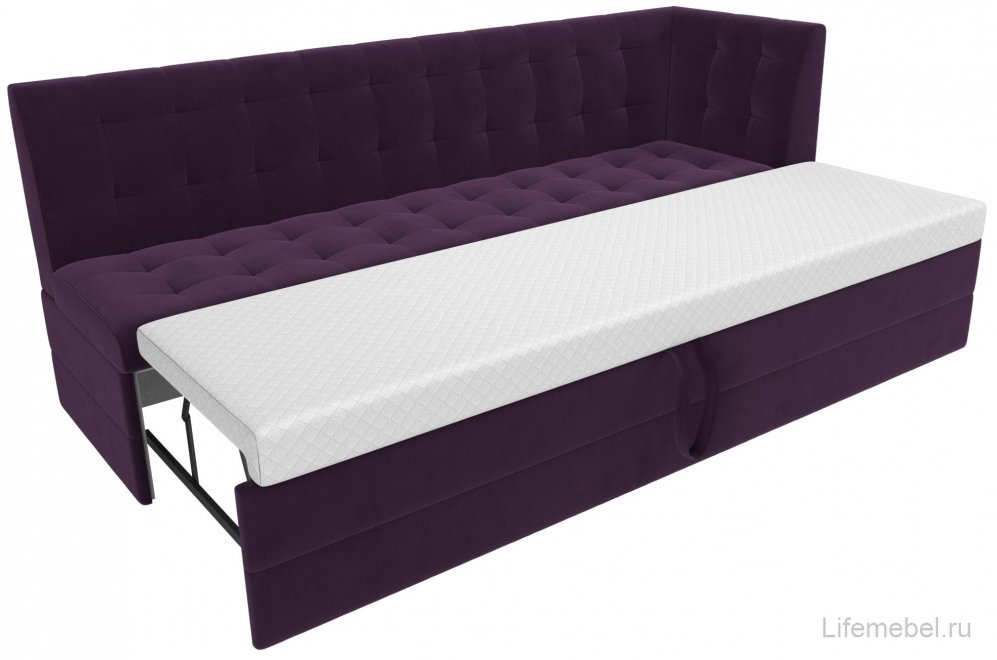 Кухонный диван Бриз правый фиолетовый велюр