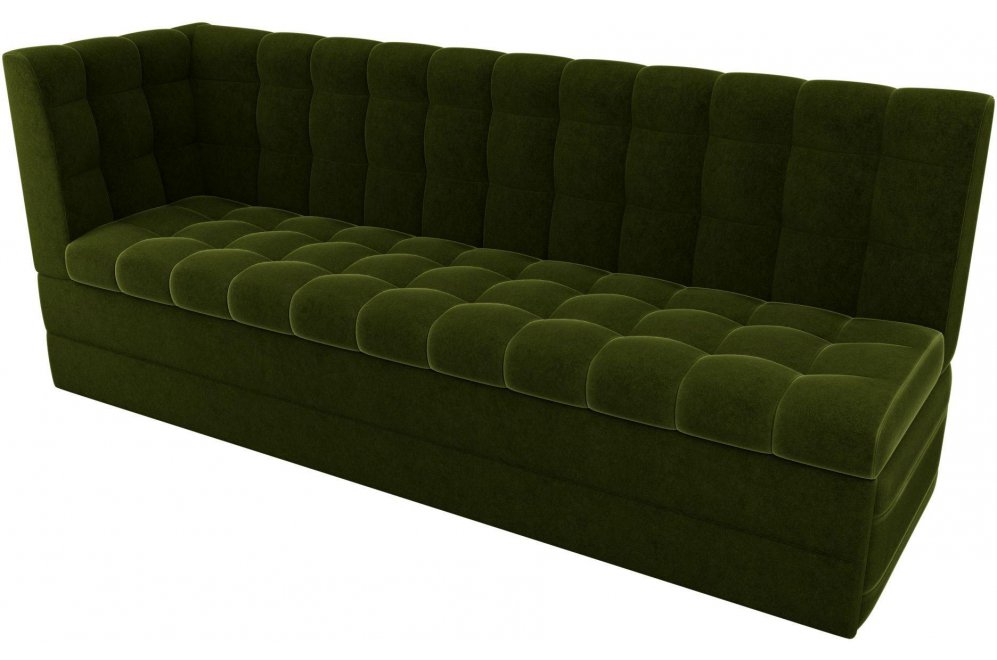 Диван кухонный угловой Гарнет вельвет левый зеленый