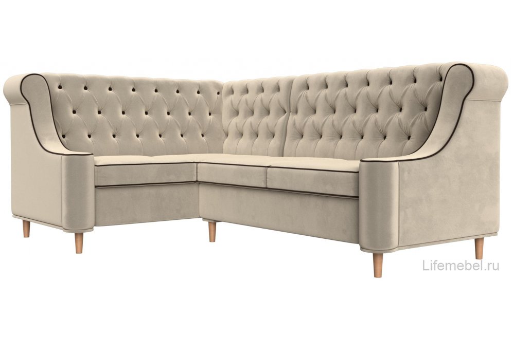 Кухонный диван Бронкс левый микровельвет бежевый