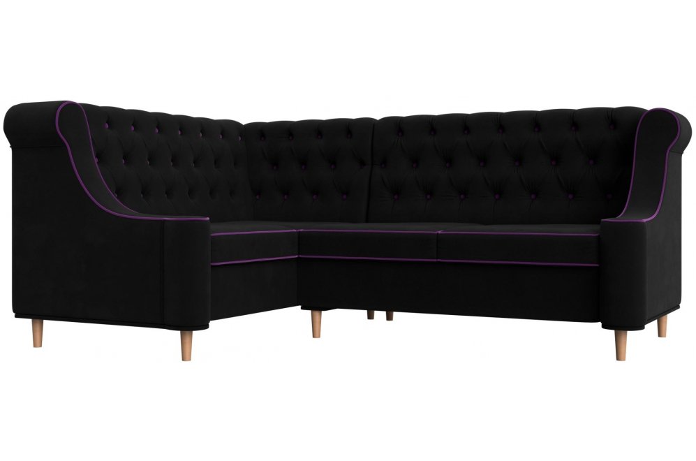 Кухонный диван Бронкс левый микровельвет черный