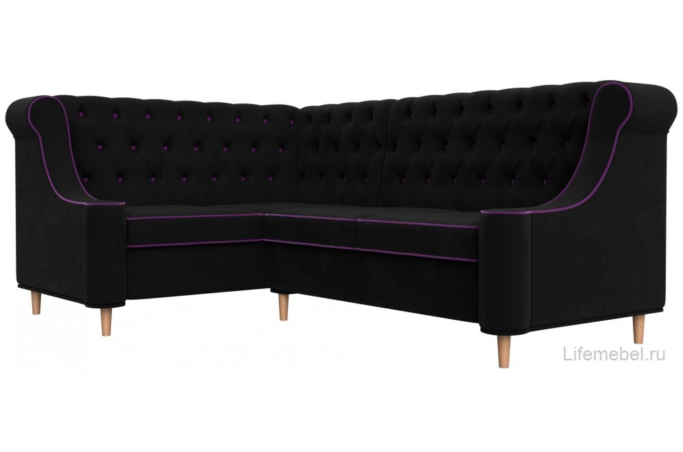 Кухонный диван Бронкс левый микровельвет черный