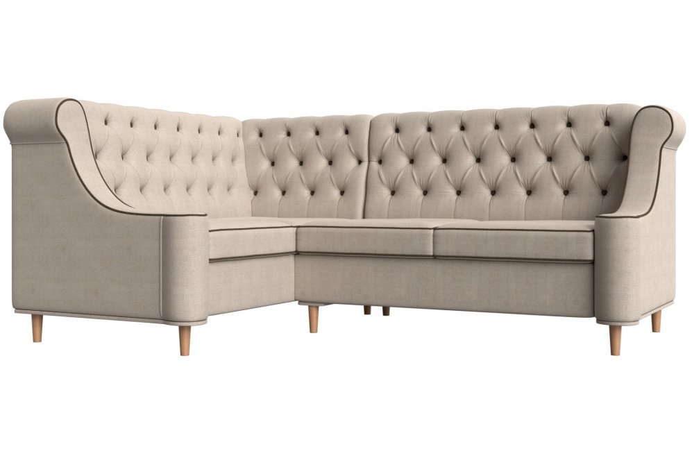 Кухонный диван Бронкс левый рогожка бежевый