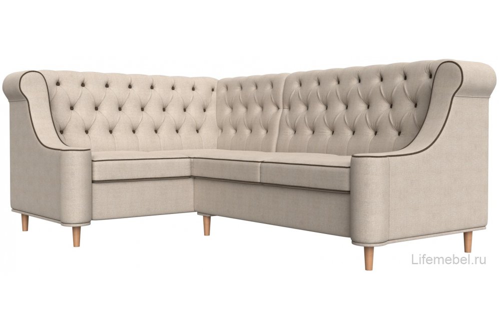 Кухонный диван Бронкс левый рогожка бежевый