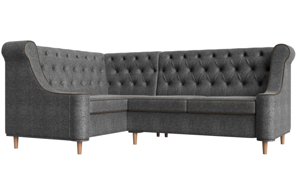 Кухонный диван Бронкс левый рогожка серый