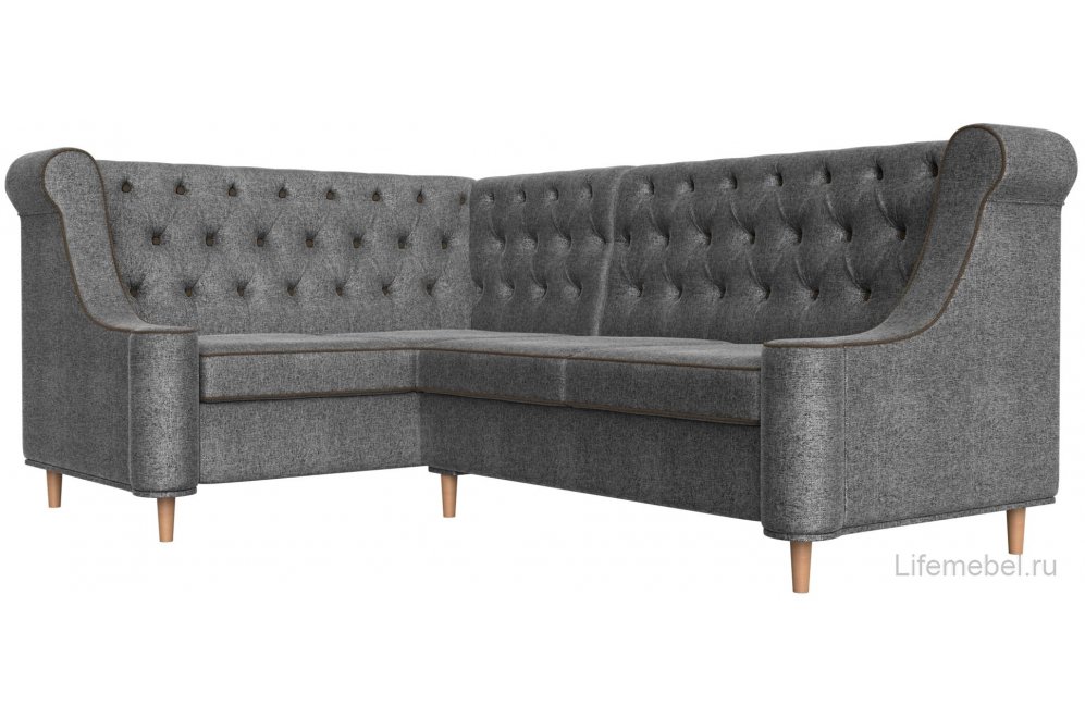 Кухонный диван Бронкс левый рогожка серый