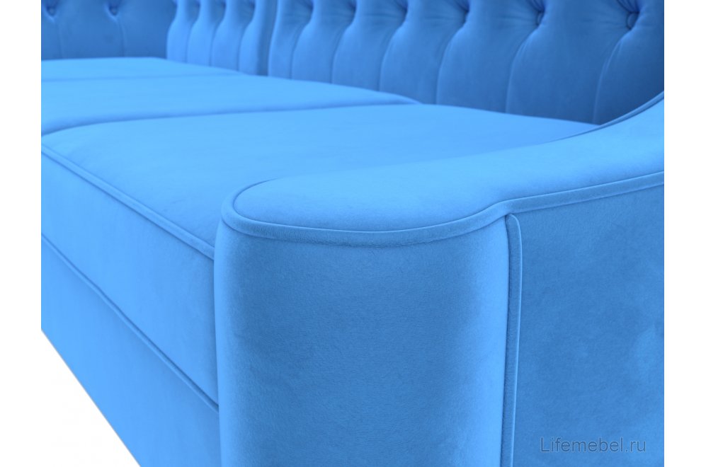 Кухонный диван Бронкс левый велюр голубой