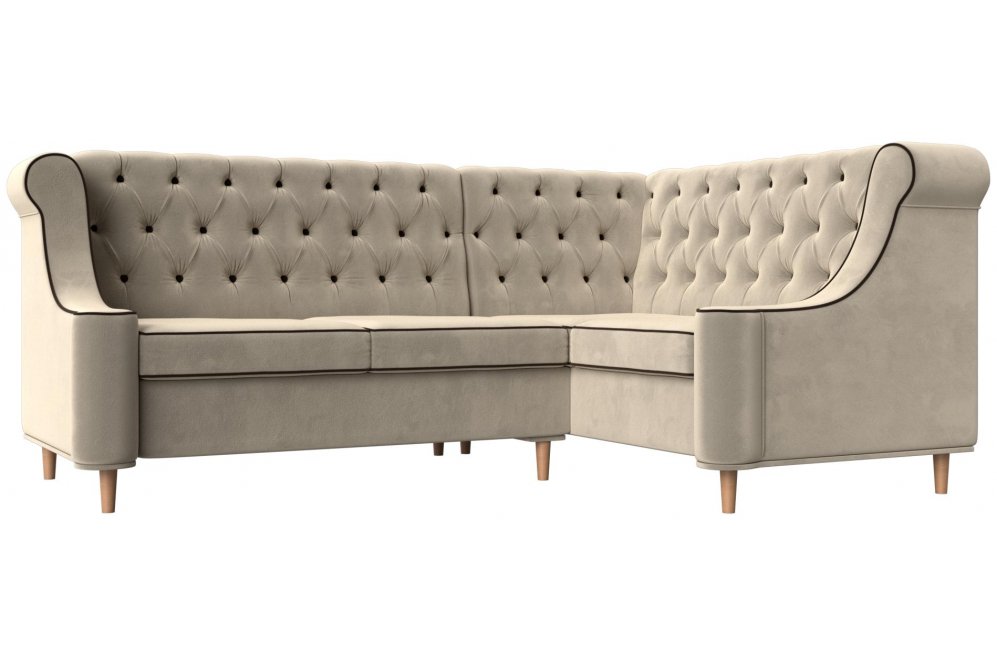 Кухонный диван Бронкс правый микровельвет бежевый