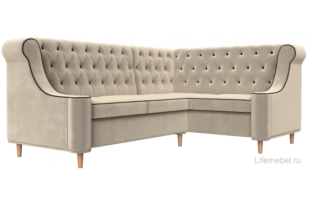 Кухонный диван Бронкс правый микровельвет бежевый