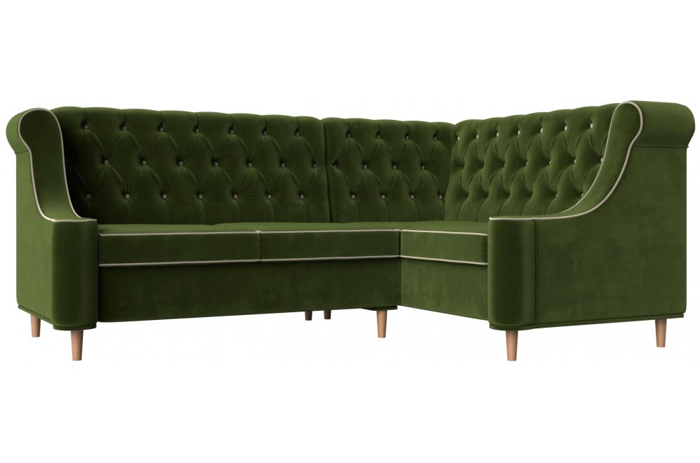 Кухонный диван Бронкс правый микровельвет зеленый