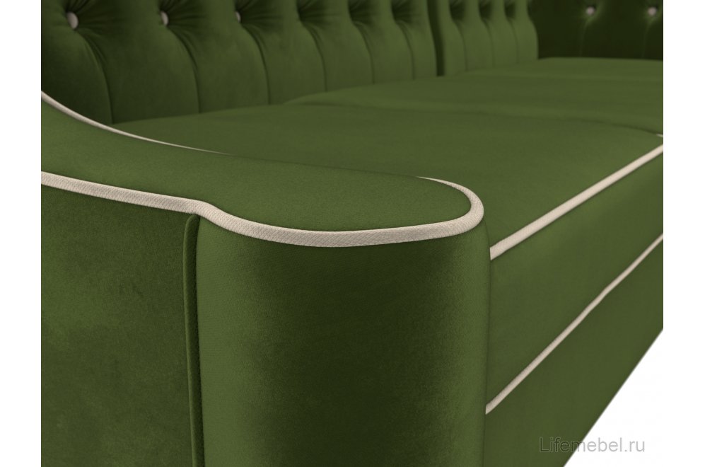 Кухонный диван Бронкс правый микровельвет зеленый