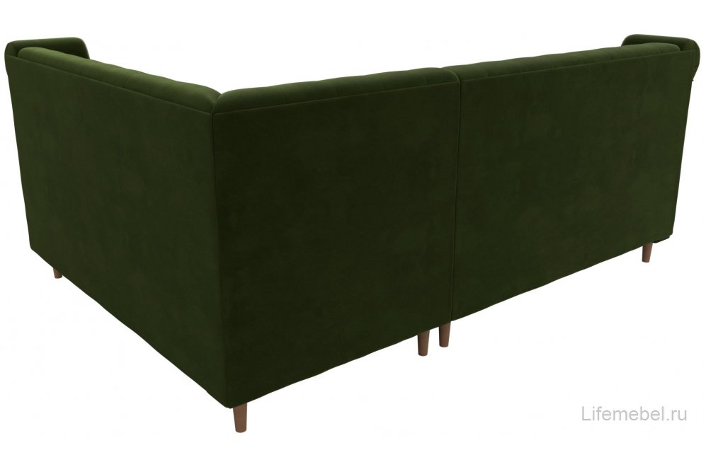 Кухонный диван Бронкс правый микровельвет зеленый