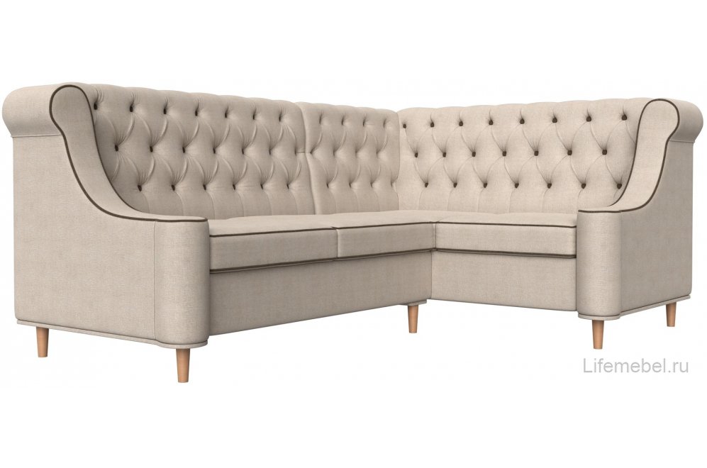 Кухонный диван Бронкс правый рогожка бежевый