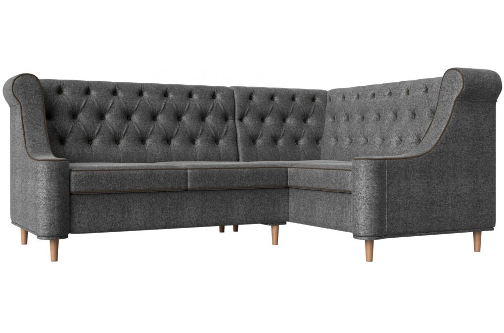 Кухонный диван Бронкс правый рогожка серый