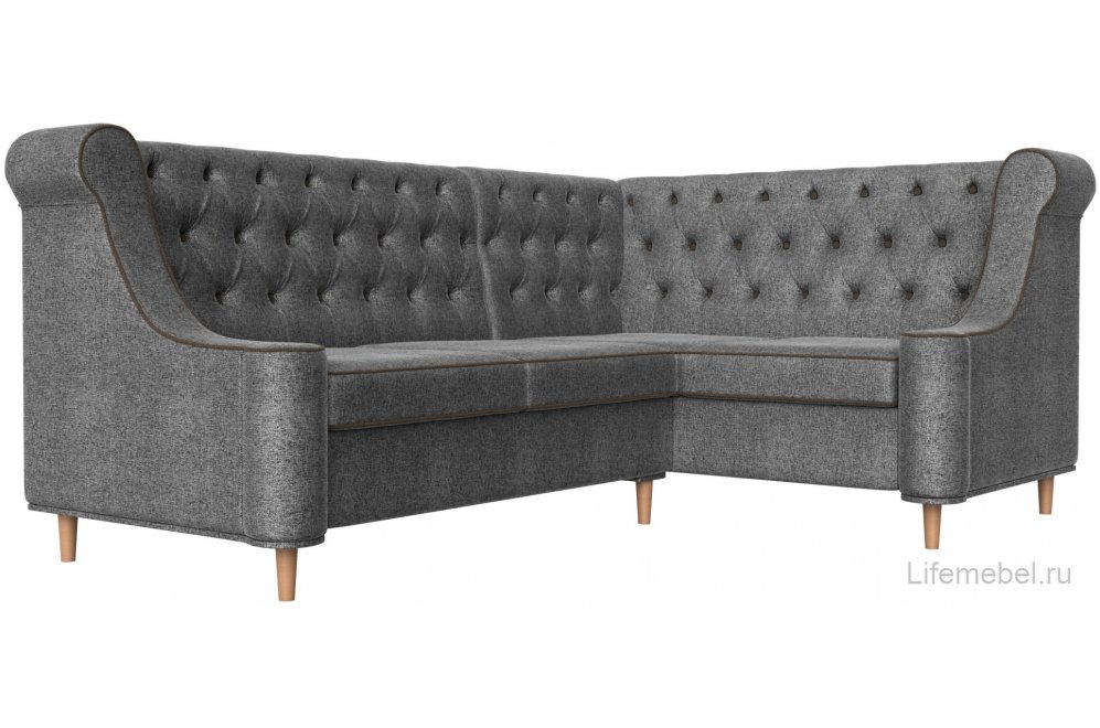 Кухонный диван Бронкс правый рогожка серый