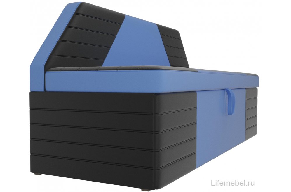 Кухонный диван Дуглас экокожа голубая / черная