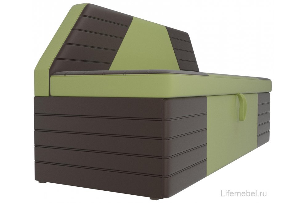 Кухонный диван Дуглас экокожа зеленая / коричневая