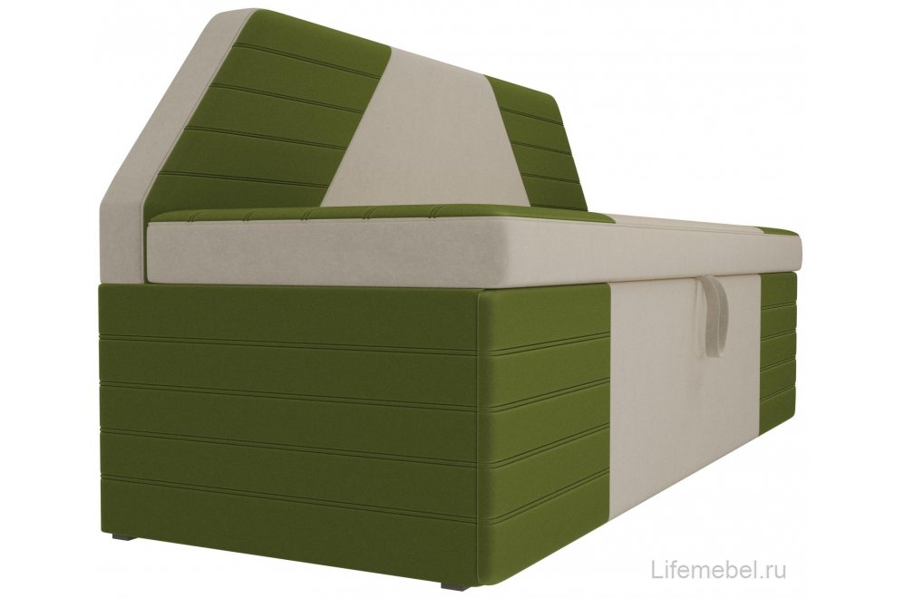 Кухонный диван Дуглас микровельвет бежевый / зеленый