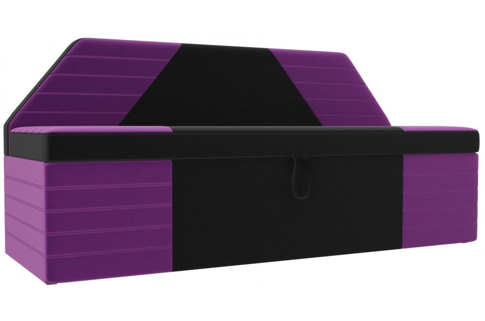 Кухонный диван Дуглас микровельвет черный / фиолетовый