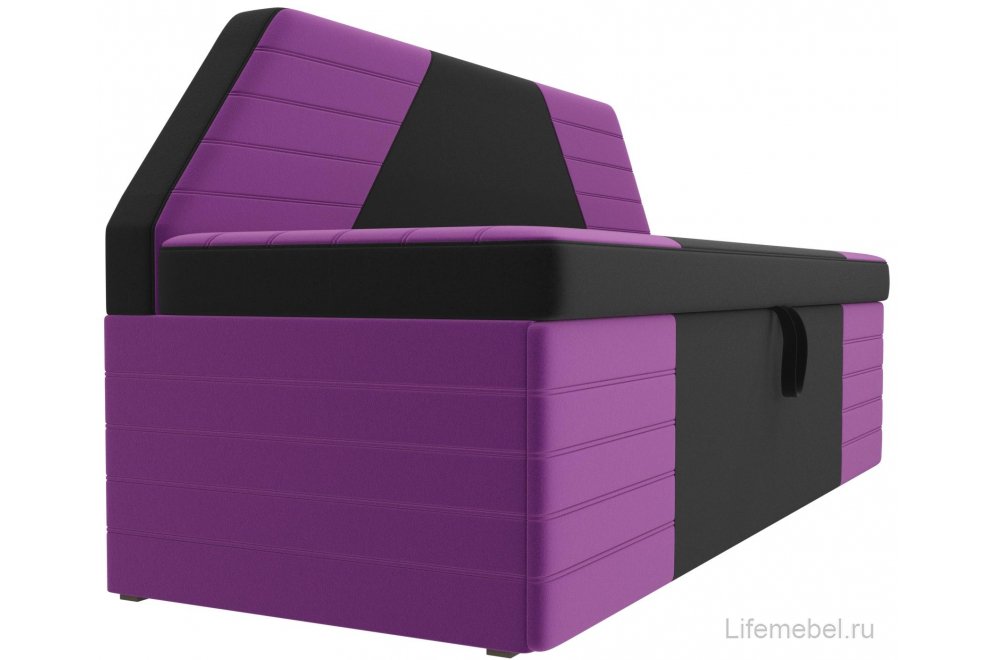 Кухонный диван Дуглас микровельвет черный / фиолетовый