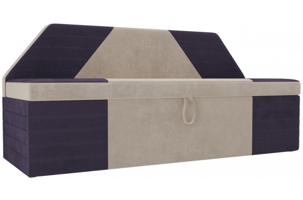 Кухонный диван Дуглас велюр бежевый / фиолетовый