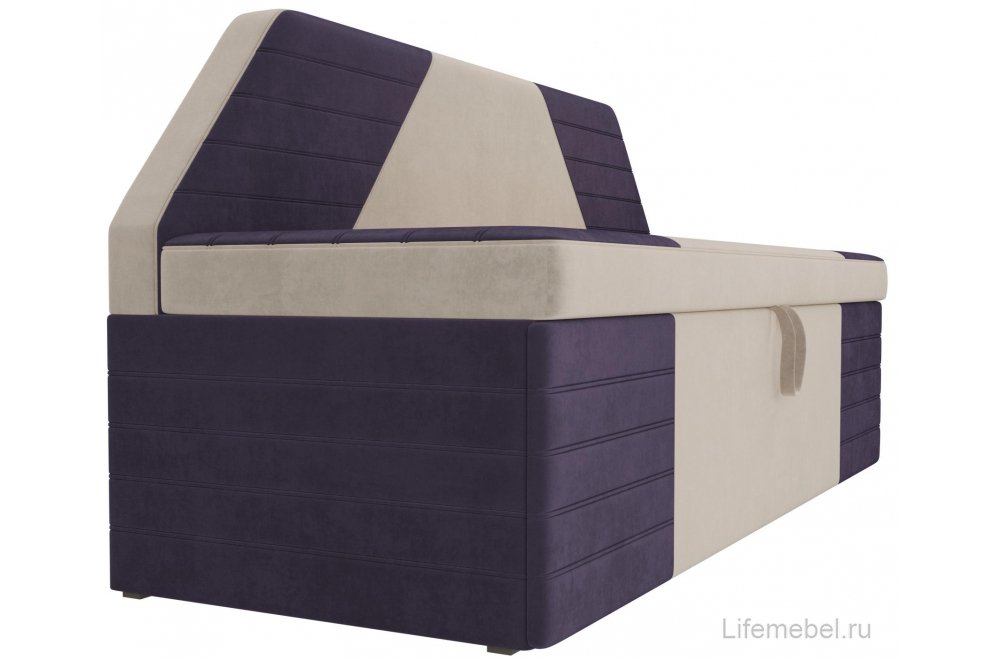 Кухонный диван Дуглас велюр бежевый / фиолетовый
