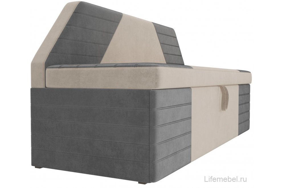 Кухонный диван Дуглас велюр бежевый / серый