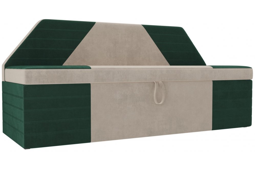 Кухонный диван Дуглас велюр бежевый / зеленый