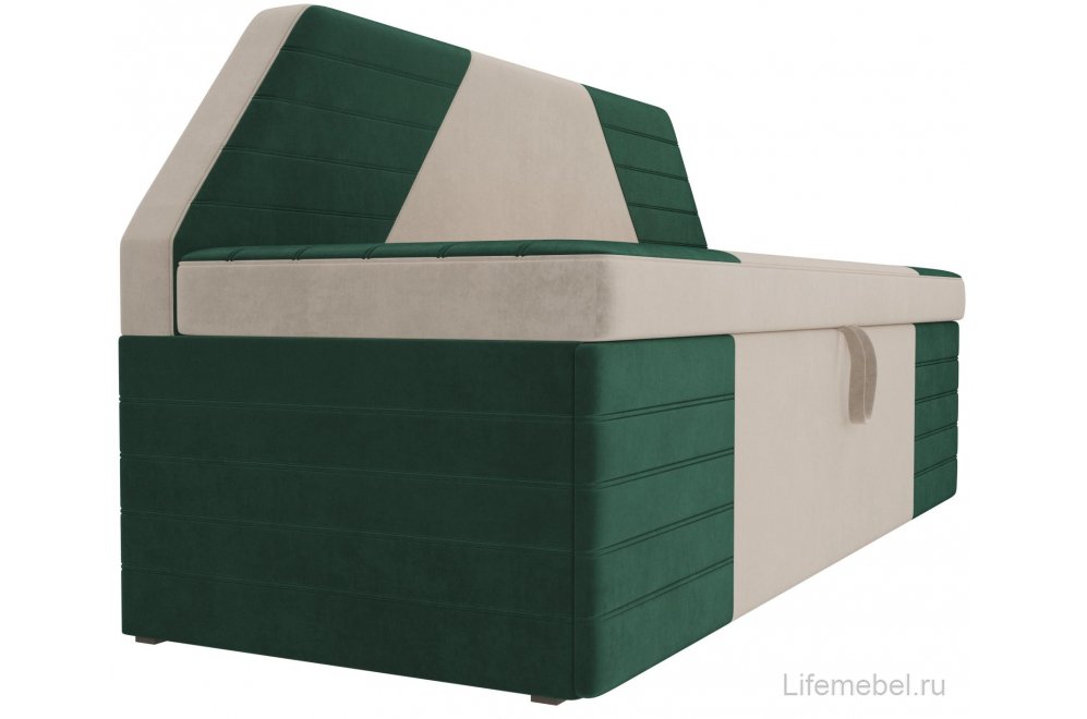 Кухонный диван Дуглас велюр бежевый / зеленый