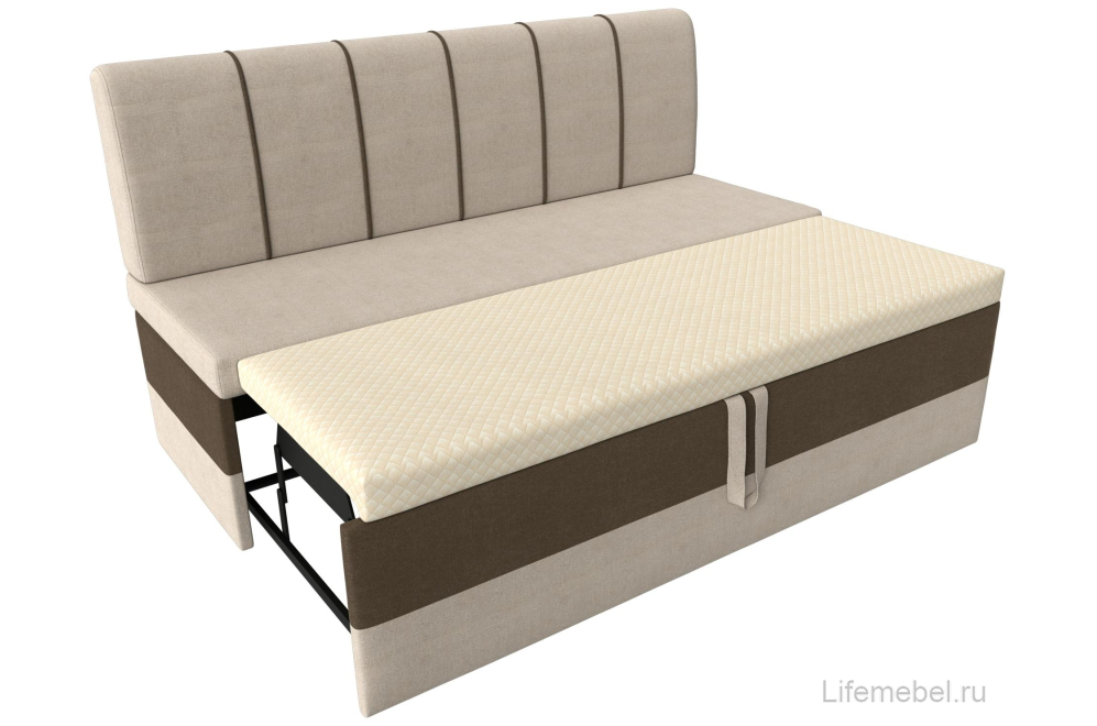 Кухонный диван Энигма бежевая / коричневая рогожка