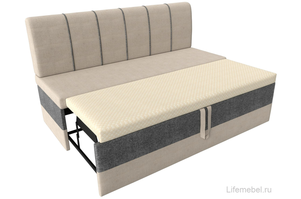 Кухонный диван Энигма бежевая / серая рогожка