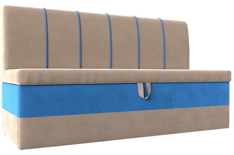 Кухонный диван Энигма бежевый / голубой велюр