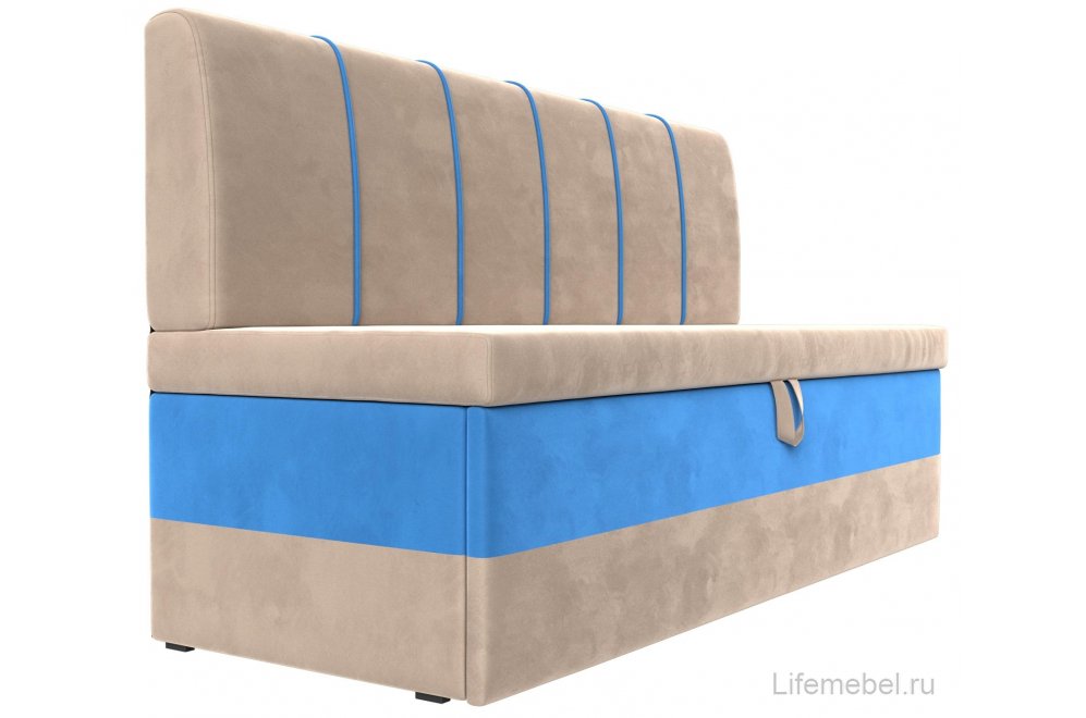 Кухонный диван Энигма бежевый / голубой велюр