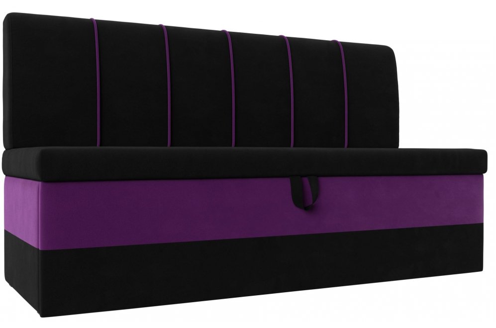 Кухонный диван Энигма черный / фиолетовый микровельвет