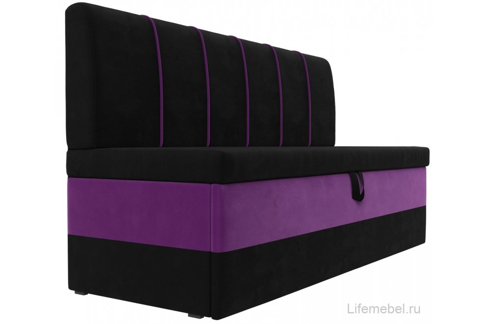 Кухонный диван Энигма черный / фиолетовый микровельвет