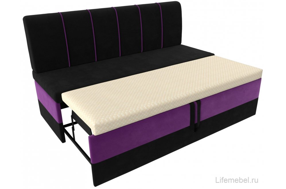 Кухонный диван Энигма черный / фиолетовый микровельвет