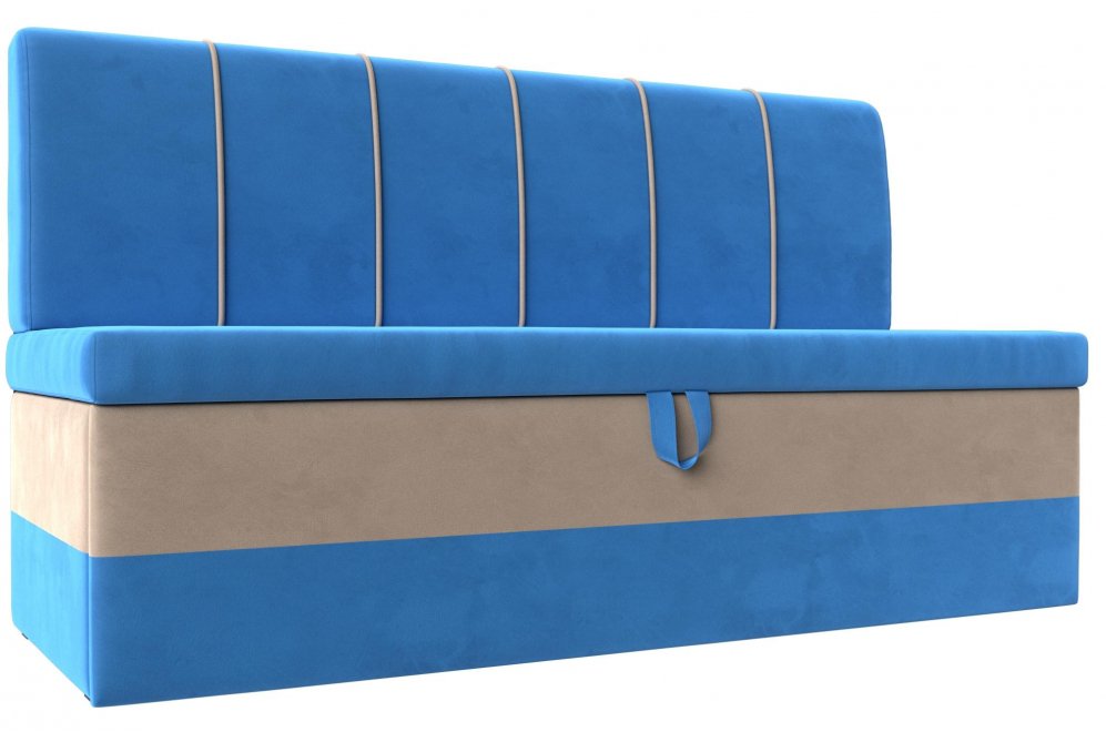 Кухонный диван Энигма голубой / бежевый велюр